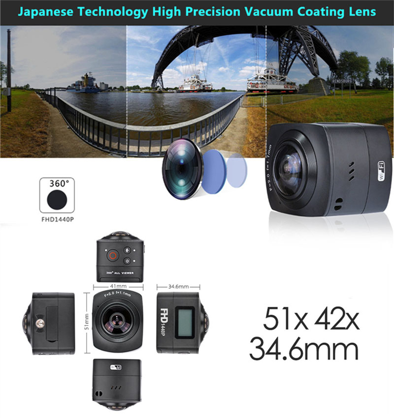 Camera Thể Thao Hành Trình FHD 1440P Quay 360° Amkov AMK-100S